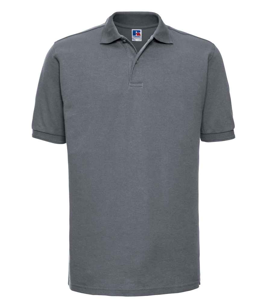 Russell Collection Men's Short Sleeve Poplin Shirt - 65% Polyester 35% Cotton, Easy Care, Convoy Gray