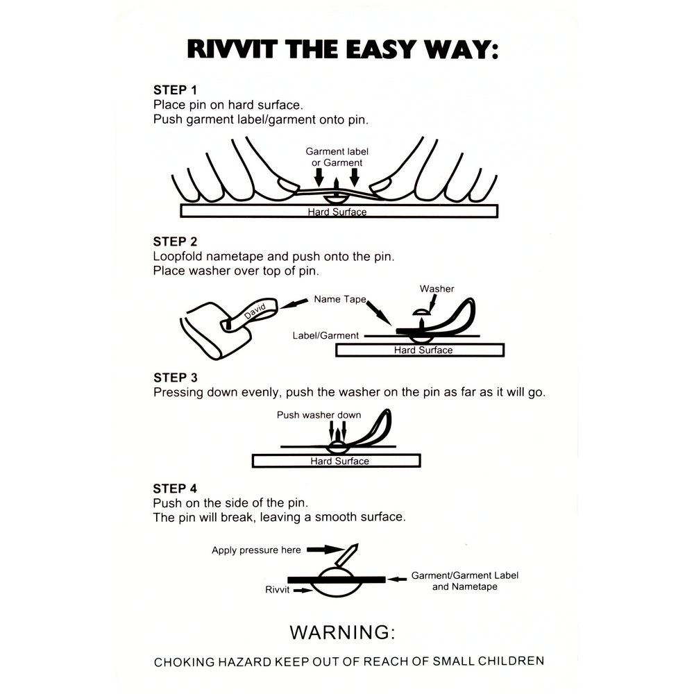 Rivvit Name Tag Fasteners Wovina WOVINA